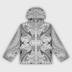 Ветровка с капюшоном женская Черно-белый абстрактный узор, цвет: 3D-белый