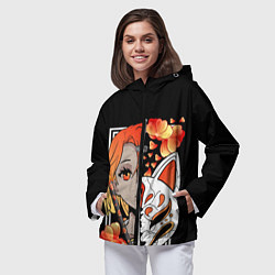 Ветровка с капюшоном женская Samurai girl, цвет: 3D-черный — фото 2