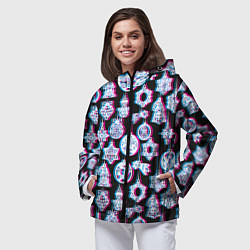 Ветровка с капюшоном женская Новогодний глюк, цвет: 3D-черный — фото 2