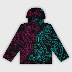 Ветровка с капюшоном женская НЕОНОВЫЕ ДРАКОНЫ NEON DRAGON, цвет: 3D-черный