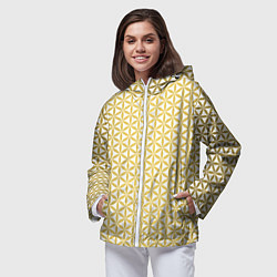 Ветровка с капюшоном женская Цветок Жизни золото, цвет: 3D-белый — фото 2