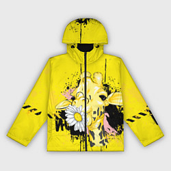 Ветровка с капюшоном женская Жирафа с герберой, цвет: 3D-черный