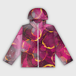 Ветровка с капюшоном женская Малиновое вино, цвет: 3D-белый