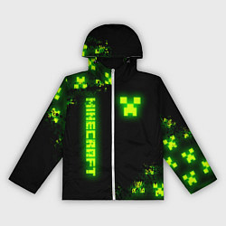 Ветровка с капюшоном женская MINECRAFT NEON LOGO CREEPER, цвет: 3D-белый