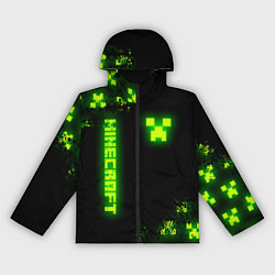 Ветровка с капюшоном женская MINECRAFT NEON LOGO CREEPER, цвет: 3D-черный