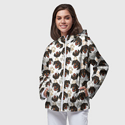 Ветровка с капюшоном женская Такса Dachshund Dog, цвет: 3D-белый — фото 2