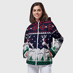 Ветровка с капюшоном женская СВИТЕР С ОЛЕНЯМИ DEER SWEATER, цвет: 3D-белый — фото 2