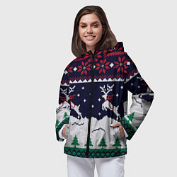 Ветровка с капюшоном женская СВИТЕР С ОЛЕНЯМИ DEER SWEATER, цвет: 3D-черный — фото 2