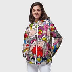 Ветровка с капюшоном женская Takashi Murakami кричащий арт, цвет: 3D-белый — фото 2