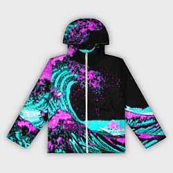 Ветровка с капюшоном женская НЕОНОВАЯ ЯПОНИЯ, ВОЛНА, ФУДЗИЯМА NEON JAPAN, цвет: 3D-белый