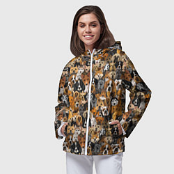 Ветровка с капюшоном женская Собаки Разные Породы, цвет: 3D-белый — фото 2