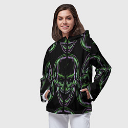 Ветровка с капюшоном женская Skulls vanguard pattern 2077, цвет: 3D-черный — фото 2