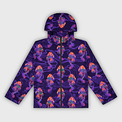 Ветровка с капюшоном женская Грибы психоделика, цвет: 3D-черный