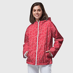 Ветровка с капюшоном женская Моя Любовь сердечки, цвет: 3D-белый — фото 2