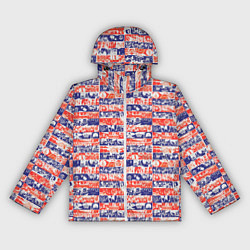 Ветровка с капюшоном женская СССР хроника паттерн, цвет: 3D-белый