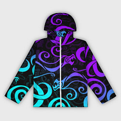 Ветровка с капюшоном женская НЕОНОВОЕ ТАТУ ДРАКЕНА УЗОР, цвет: 3D-белый