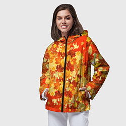 Ветровка с капюшоном женская Кленовый листопад, цвет: 3D-черный — фото 2