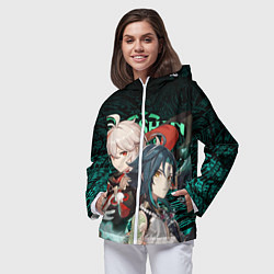 Ветровка с капюшоном женская КАЗУХА И СЯО XIAO AND KAZUHA GENSHIN, цвет: 3D-белый — фото 2