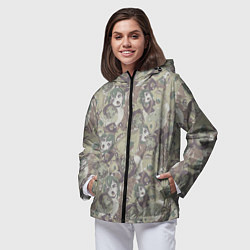 Ветровка с капюшоном женская Ahegao Цвета Хаки, цвет: 3D-черный — фото 2