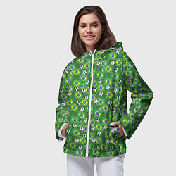 Ветровка с капюшоном женская Бразилия футбол, цвет: 3D-белый — фото 2