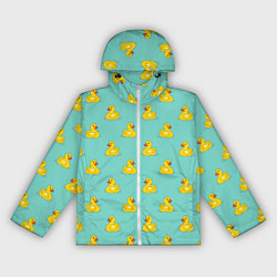 Ветровка с капюшоном женская Желтый утенок паттерн, цвет: 3D-белый