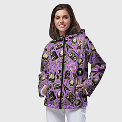 Ветровка с капюшоном женская Rock n Roll alive!, цвет: 3D-черный — фото 2