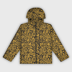 Ветровка с капюшоном женская Золотые Цветы хохлома, цвет: 3D-черный