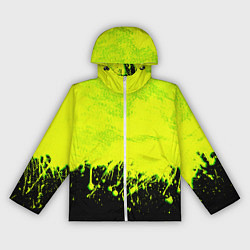 Ветровка с капюшоном женская НЕОНОВЫЕ БРЫЗГИ КРАСКИ, цвет: 3D-белый