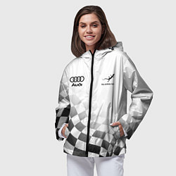 Ветровка с капюшоном женская Audi Quattro, Ауди Кватро, Финишный флаг, цвет: 3D-черный — фото 2