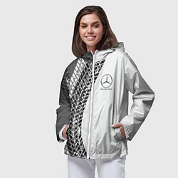 Ветровка с капюшоном женская Mercedes-Benz дрифт, цвет: 3D-белый — фото 2