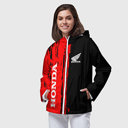 Ветровка с капюшоном женская Honda марка авто, цвет: 3D-белый — фото 2
