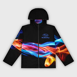 Ветровка с капюшоном женская Subaru Пламя огня, цвет: 3D-черный
