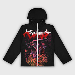 Ветровка с капюшоном женская Берсерк на черепах Berserk Клеймо, цвет: 3D-белый