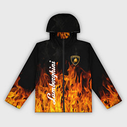 Ветровка с капюшоном женская Lamborghini пламя огня, цвет: 3D-черный