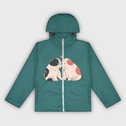 Ветровка с капюшоном женская Влюблённые бульдоги, цвет: 3D-белый