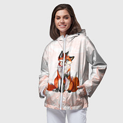 Ветровка с капюшоном женская Влюблённые Лисы Love, цвет: 3D-белый — фото 2