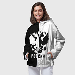 Ветровка с капюшоном женская РОССИЯ чёрно-белое, цвет: 3D-белый — фото 2