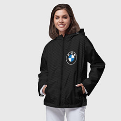 Ветровка с капюшоном женская BMW LOGO CARBON ЧЕРНЫЙ КАРБОН, цвет: 3D-черный — фото 2