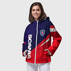 Ветровка с капюшоном женская Scania Скания, цвет: 3D-белый — фото 2