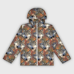 Ветровка с капюшоном женская Волки Wolfs паттерн, цвет: 3D-белый