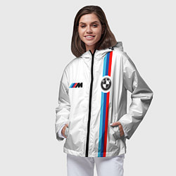 Ветровка с капюшоном женская БМВ 3 STRIPE BMW WHITE, цвет: 3D-черный — фото 2