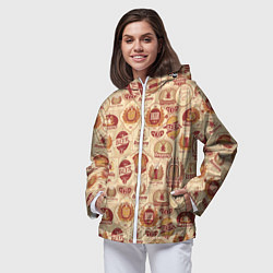 Ветровка с капюшоном женская Пивные Этикетки Beer, цвет: 3D-белый — фото 2