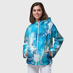 Ветровка с капюшоном женская Спортивный камуфляж Пикси - Лагуна, цвет: 3D-белый — фото 2