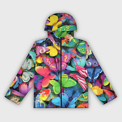 Ветровка с капюшоном женская Стая бабочек Pattern, цвет: 3D-черный