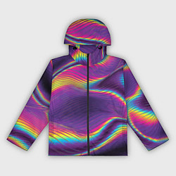 Ветровка с капюшоном женская Neon fashion pattern Wave, цвет: 3D-черный