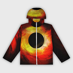 Ветровка с капюшоном женская Черная дыра на красно-желтом фоне, цвет: 3D-белый