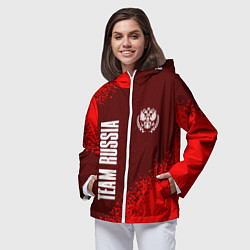 Ветровка с капюшоном женская РОССИЯ - ГЕРБ Team Russia Спрей, цвет: 3D-белый — фото 2