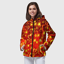 Ветровка с капюшоном женская СВЕТЯЩИЕСЯ СЕРДЕЧКИ, цвет: 3D-черный — фото 2