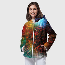 Ветровка с капюшоном женская Portal - Neon Space - туннель из энергетических па, цвет: 3D-белый — фото 2