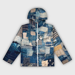 Ветровка с капюшоном женская Patchwork Jeans Осень Зима 2023, цвет: 3D-белый